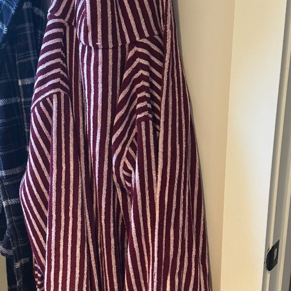 TEKLA BATHROBE - RED & ROSE STRIPE - SIZE SMALL - Picture 5 of 7